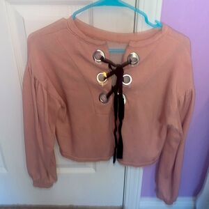 tannish pink cropped sweater